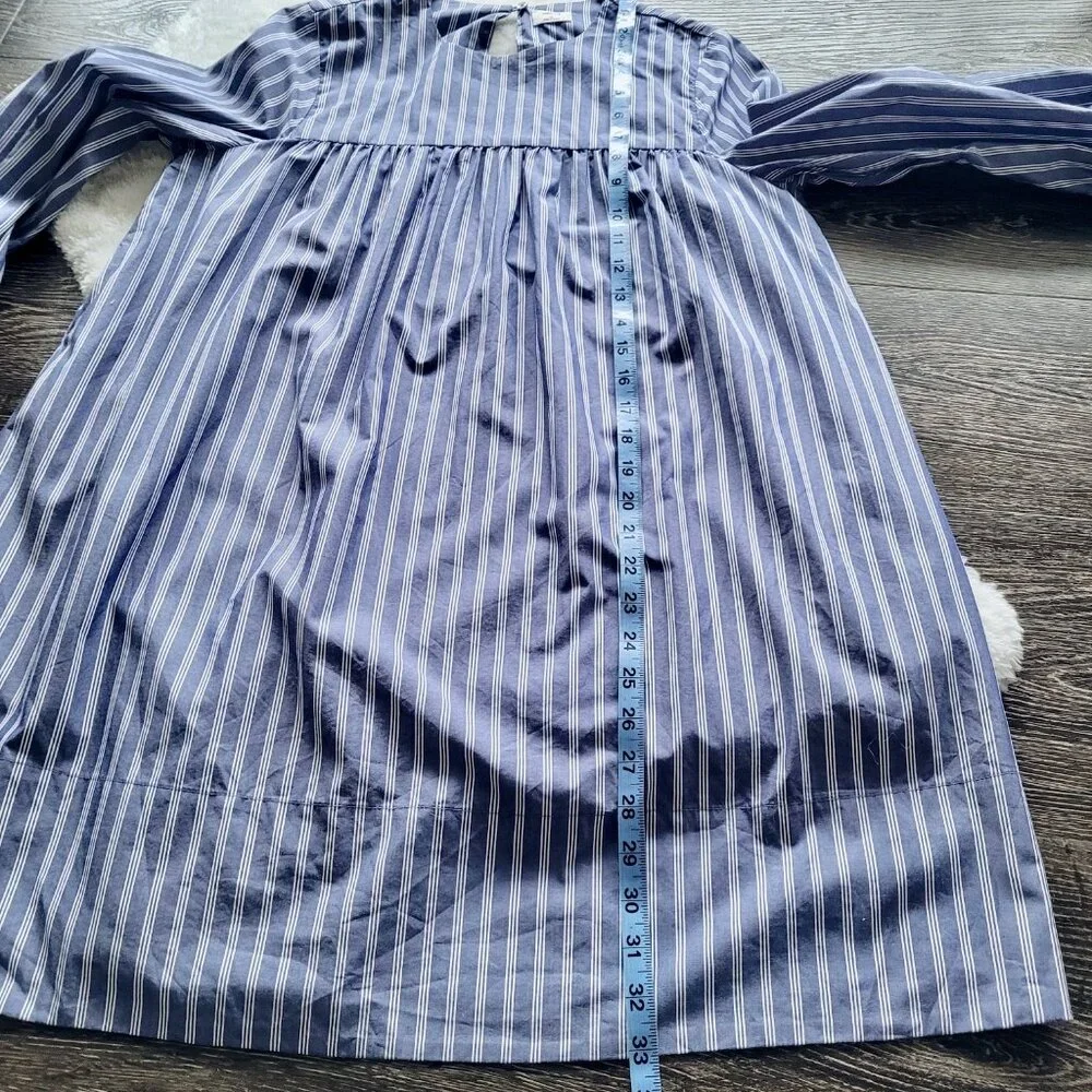 Aritzia Wilfred Le Fou Lessines Poplin Smock Dress Blue Stripe Size XS Oversized - Picture 11 of 14